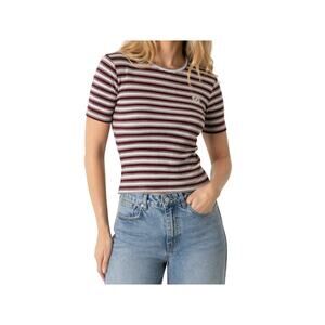 PINK Victoria’s Secret Ribbed Striped Baby Tee Size M Y2K Revival Layering